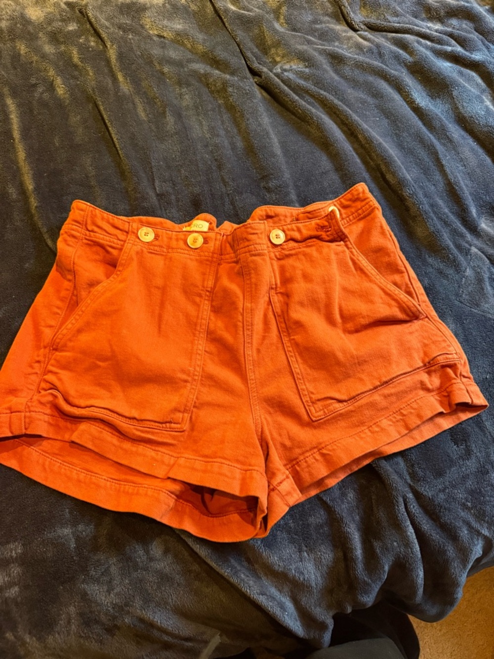 Pilcro High-Waist Orange Cotton Shorts